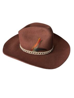 BILTMORE Vintage Brown Felt Cowboy Hat Western Feather Coastal